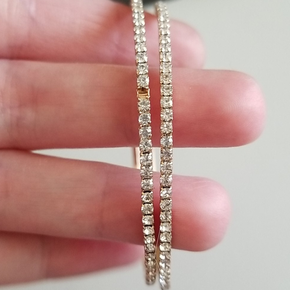 Large Gold Rhinestone Hoops - Picture 3 of 4